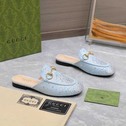 2025专柜同步春夏新款烫钻系列乐福拖鞋Gucci 25S春夏新品双G钻链扣后带凉鞋高跟Guccⅰ 经典女鞋:原版一比一开发，精心调制的鞋楦，面料采用原版质感.