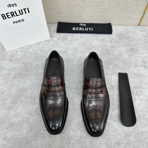 berlut* 布鲁提 新款男士手工擦色乐福鞋皮鞋出货 独家渠道精品，一脚蹬简便款司机鞋 甄选优质进口小牛皮鳄鱼压纹鞋面 手工擦色工艺处理效果 半固特异冷粘工艺