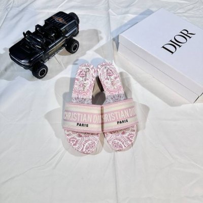 橙子出厂价p dior 迪奥 2025新花色 字母刺绣拖 一字拖 粗跟拖鞋 码数 35-42