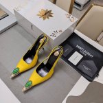 SAINT LAURENT ” SYL圣罗兰 顶级版本25SS众明星网红追捧的电镀性感弯形高跟，大宝石铁头拖鞋。SYL 2025官方VIP 贵宾版金花磁铁盒 认