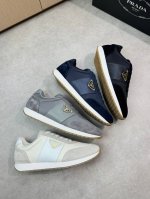 prada 普拉达 -高端品质 原单休闲运动鞋 -鞋面 反绒小牛皮 品牌高丝光帆布 鞋身车缝品牌金属扣件 鞋舌丝印高周波品牌Logo -内里 水染牛皮 -大底
