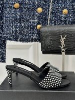 厂价 Doolce&Gabbana24S 春夏新品水钻高跟拖鞋 面料采用进口真丝 水钻 内里踮脚均为羊皮 意大利进口牛皮大底 跟高：6Cm 码数：35-39 4
