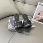 出厂：100 Dior 迪奥2025 顶级专柜 春季新款 官网上新 独家首发 迪奥Dior 25Ss Cd-Type 刺绣珍珠平底拖 Dior拖鞋 Dior美鞋