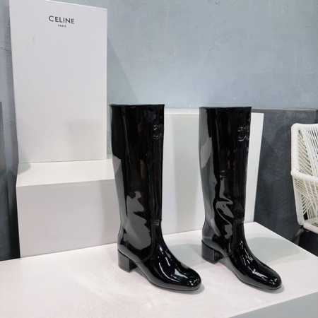 高品质出厂短 ！长 ！顶级品质Celine 赛琳24ss秋冬新品凯旋门复古简易漆皮粗跟短靴长靴直筒骑士靴！ 这一季好看的款式真的是很多 比如这款军靴就很机车风 - 点击图像关闭