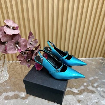 工厂p价 女装女鞋 运动原单 Versace范思哲 Gianni Ribbon 香水瓶水晶粗跟 高跟凉鞋 拖鞋 _______________________新