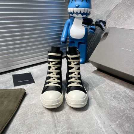 冲量价: 男+10RO欧文斯Rickowens 主线 西瓜头高帮厚底款式进口水染牛皮材质，和针车间距都是极致还原！质感细腻无敌，奢侈品的触感！ 牛皮内里 大底T - 点击图像关闭
