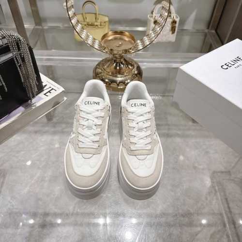工厂P价 女装女鞋 运动原单 Celine*思琳赛琳 2025Ss新款徽标系带厚底休闲鞋小白鞋 简单舒服，干净利落，增高显腿细，无论是单穿还是搭配阔腿裤，高街又