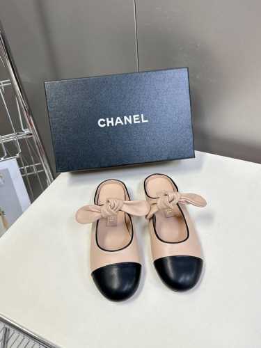 半拖 单鞋 CHANEL香奈儿蝴蝶结松紧一字带平单鞋 蝴蝶结玛丽珍单鞋第一眼看上就被种草了根据天气变化自由穿搭！套上袜套春夏秒变可爱单鞋！秒变魔法公主鞋面采用混