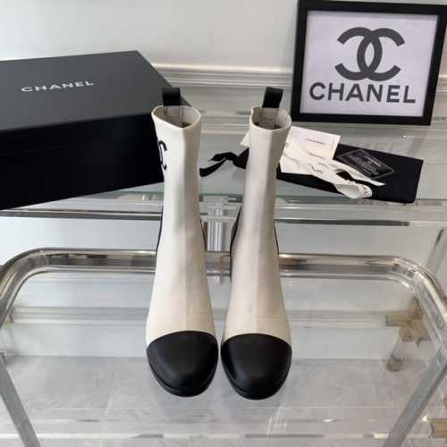 Chanel新款袜子短靴 高版本出货 上脚特别舒适瘦腿 女神必备单品 牛皮+飞织羊毛线鞋面 牛皮内里 意大利进口真皮大底 Size:35-40