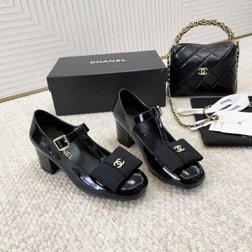 代购版Chanel香奈儿 小香家25年春夏新品 织布蝴蝶结玛丽珍粗跟单鞋牛皮 原版大底跟高:约6cm左右正码:35-39订做40.41不退不换
