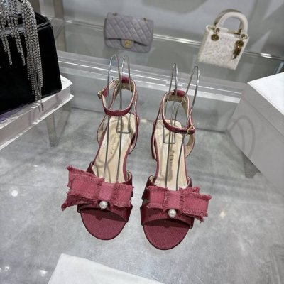 出厂 流苏织带女鞋 Dior 迪奥 2024春夏走秀新款Adiorble女鞋 CD明星同款时尚流苏蝴蝶结方头珍珠字母logo五金扣高跟中空凉鞋 市面顶级高端版本