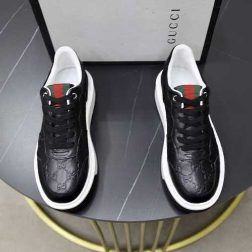 出厂价Pp： 品牌：古奇Gucci 标准码：38-44 等级：官网同款 材料：原版皮面料 舒适透气内里 轻便耐磨大底 款式类别：男士时尚休闲鞋 跑步 运动鞋 尊