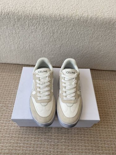 薄底 厚底 Celine思琳 25Ss 春夏新款 鞋舌和鞋后帮饰有Celine标志 鞋后帮和侧面压印Celine标志厚底面包鞋2025春夏新款女凯旋门徽标系带