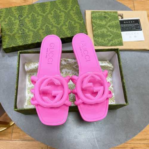 tpu亮光版本 工厂p现货 古驰 古奇拖鞋 gucci 最新款沙滩凉拖鞋一字拖 原版开模双G Logo 原版开模一致 尺码 35-42