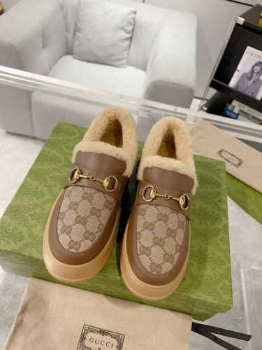 Gucci 23ss 羊毛雪地靴终于来了 专柜同步 秋冬必备的单品提花面料logo头层牛皮 进口羊羔毛内里 防滑TUP大底 码数：35-41 41定做退换