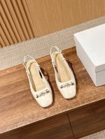 迪奥春夏新款玛丽珍凉鞋 Cd字母Logo珍珠扣粗跟女鞋 跟高:5.5Cm Size：35-39 40 41定做不退换