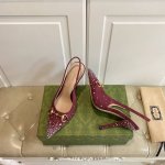 出厂价 4.5跟高 ， 10.5跟高 ，古奇Gucci高跟鞋，原版帆布点缀璀璨水晶面，羊皮里，真皮大底，35-40码 41定做不退换