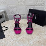 YSL.顶级版本.高品质. 配置全套包装2025新款 官网同步 1:1开模 真丝烫钻工艺凉鞋鞋面：真丝内里：羊皮跟高: 10.5cm大底：A级原版黑色真皮大底