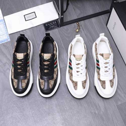 商品商标：Gucci 古驰 休闲鞋 正码码数: 38-44 商品材料：精选牛皮拼接织布透气鞋面 羊皮内里 橡胶大底
