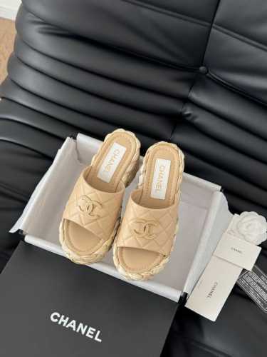 Chanel 25P新款双C编织拖鞋 新编织面料 编织鞋面 内里羊皮 原版大底 Size:35-39 其他码数定做