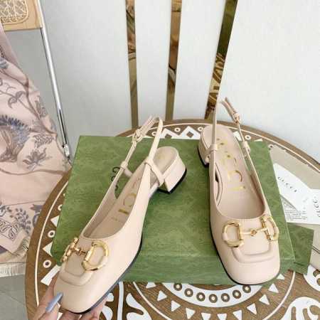 Gucci古奇 早春新款马衔扣丑萌粗跟单鞋 凉鞋 跟高：7.5Cm 5.5Cm 2.5Cm 大底：意大利真皮底 尺码：35-39 34.40.不退换 - 点击图像关闭