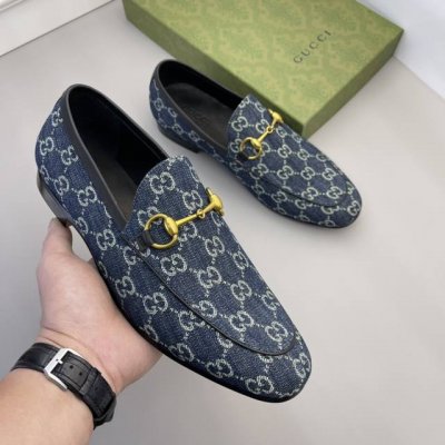 实价 p Gucci原单男士正装休闲皮鞋 经典双G布 原版大底！高端大气，私家开模定制原版品牌五金扣装饰，小牛皮透气内里，顶级品质！Size：38-45