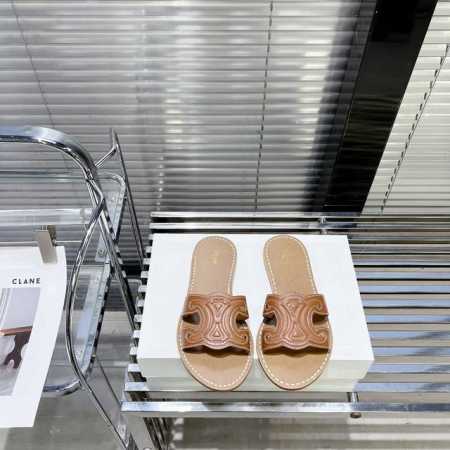 Celine 赛琳New Arrival～C家凯旋门纯皮拖鞋新品 不得不说立体纯皮的凯旋门造型，真是精致时髦，极高辨识度！ 鞋面：进口牛皮 大底：双层印刷牛皮革 - 点击图像关闭