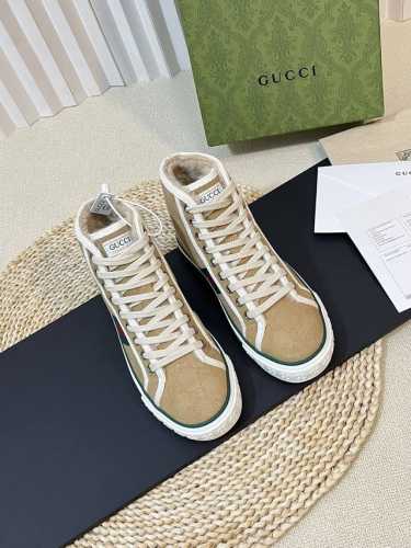 男码+10 压纹双G款 GUCCI Tennis冬季羊毛款，升级版带扫描芯片专柜新款压纹双G毛毛保暖休闲鞋 工厂独家首发情侣款 官网全球首发 1977古