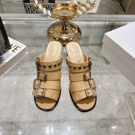 出厂 迪奥 Dior 2025春夏新款D-Avenue系列高跟拼色罗马风凉拖鞋 CD字母logo五金扣明星同款朋克风格粗跟皮带扣鱼嘴露趾女鞋 材质：原版定制进口 - 点击图像关闭