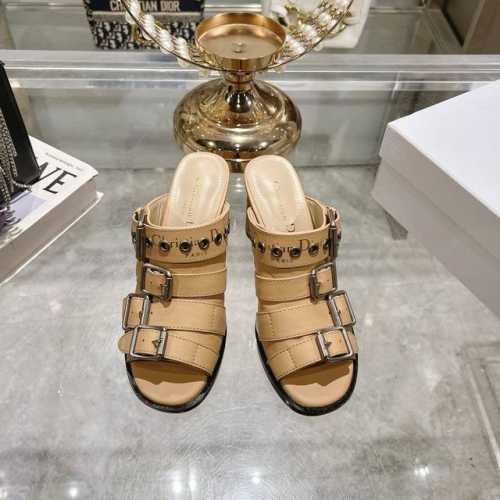 出厂 迪奥 Dior 2025春夏新款D-Avenue系列高跟拼色罗马风凉拖鞋 CD字母logo五金扣明星同款朋克风格粗跟皮带扣鱼嘴露趾女鞋 材质：原版定制进口