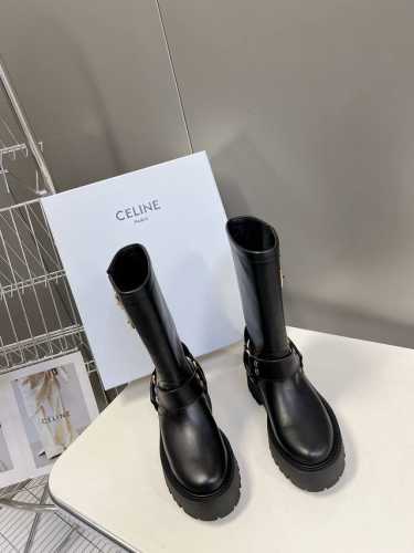 Celine思琳lisa同款骑士靴、好多明星网红上脚 无敌显瘦骑士靴高度12寸、进口意大利小牛皮皮质柔软 原版定制五金扣 鞋底厚5Cm左右、增高显腿细牛皮内里真