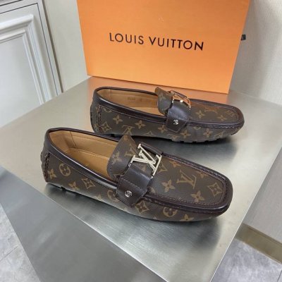 新品louis Vuitton* 高端男士休闲乐福鞋驾车鞋豆豆鞋原单顶级代购货原版进口牛皮拼接老花pvc材质～搭配原版五金饰扣进口牛皮内里 牛皮垫脚原版橡胶鞋底
