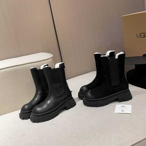 UGG。 官网同款雪地靴 超显瘦显腿长。款式百搭时尚： 后跟开拉链。方便穿着 面料：牛皮 内里和垫脚：澳洲进口纯百分之百的全真羊毛 大底：原版开模橡胶底.超级防