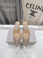 高版本出厂 Jimmy Choo*｜Jc 吉米周2025Ss新款简约烫钻高跟鞋拖鞋 原版套楦，完美的线条，简约大气上脚显气质粗跟舒适百搭，还能拉长双腿显高显瘦显