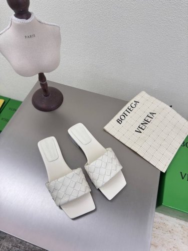 工厂p价p 顶级高端版本 代购品质 原版开发 Bottega Veneta2025Ss新品爆款夏季方头parco平底穆勒凉拖鞋 Bv新款全真小结编织装饰抢手大爆