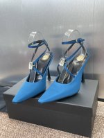工厂p价p saint Laurent paris 圣罗兰2025春夏新款高跟女鞋 Ysl字母Logo明星同款水钻方头后空凉鞋 材质:鞋面进口真丝面料+水染羊皮