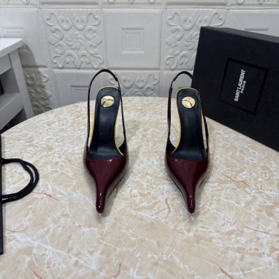 工厂p价 女装女鞋 运动原单 Ysl.顶级版本.高品质. 配置全套包装 2025新款 官网同步 1:1开模 尖头后空鞋 鞋面 漆皮 真丝 内里 羊皮 跟高: 1