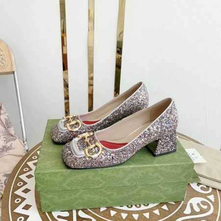 Gucci古奇 早春新款马衔扣丑萌粗跟单鞋 凉鞋 跟高：7.5Cm 5.5Cm 2.5Cm 大底：意大利真皮底 尺码：35-39 34.40.不退换 - 点击图像关闭
