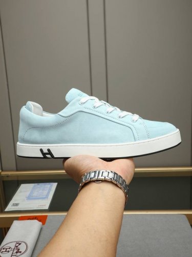 Hermes 爱马仕 -高端品质 原单休闲板鞋 -鞋面 纳帕小牛皮 鞋身车缝品牌'h'图腾 -内里 水染牛皮 -大底 原版Tpr.橡胶 双色成型大底 -超高品控