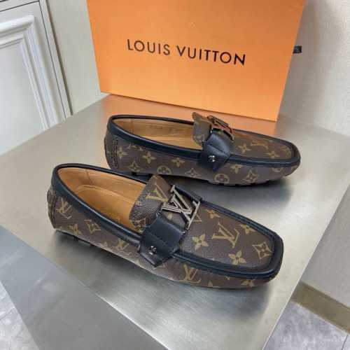 新品louis Vuitton* 高端男士休闲乐福鞋驾车鞋豆豆鞋原单顶级代购货原版进口牛皮拼接老花pvc材质～搭配原版五金饰扣进口牛皮内里 牛皮垫脚原版橡胶鞋底
