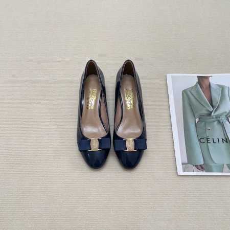 橙子出厂价p ferragamo 菲拉格慕 经典蝴蝶结 圆头玛丽珍鞋 平底鞋 粗跟单鞋 高跟鞋 跟高 平底 4Cm 7Cm 码数 34-42 - 点击图像关闭