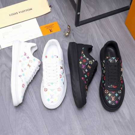 商品商标：Lv [路易威登] 休闲鞋 正码.码数: 38-44 商品材料：精选 牛皮搭配经典印花鞋面 网内里 牛皮鞋垫 原版大底 - 点击图像关闭