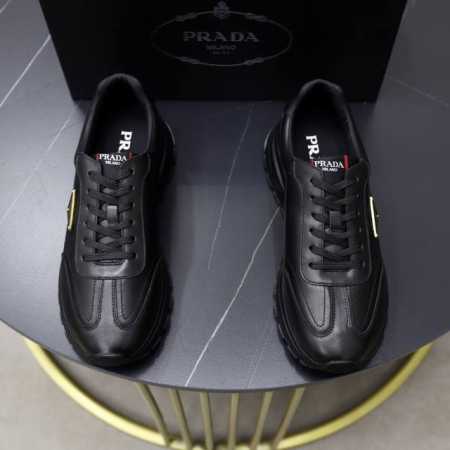 prada 普拉达 -高端品质 原单休闲运动鞋 -鞋面 纳帕小牛皮 摔纹小牛皮 鞋身品牌金属扣件 鞋舌品牌Logo布标 -内里 水染牛皮 -大底 超轻Tpu发泡 - 点击图像关闭