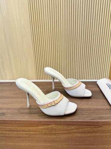lv牛仔帆布印花图案高跟9.5厘米 低跟5.5厘米 35-42码 橡胶底 皮底