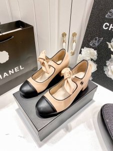 橙子出厂价p chancmel 香奈儿春夏新款 蝴蝶结玛丽珍鞋 浅口粗跟单鞋 跟高 6Cm 码数 35-40