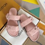 顶级版本：女款 LV村上隆联名 L家驴牌BOM DIA COMFORT系列 魔术贴 牛仔布 老花 凉鞋 平底凉拖鞋原版购入开发 做货 本款 Bom Dia Co