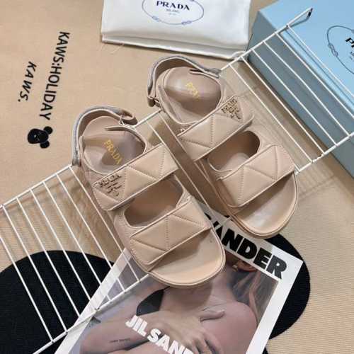 橙子出厂价 PRADA 普拉达 2024夏季新款 魔术贴厚底凉鞋 码数：35-41