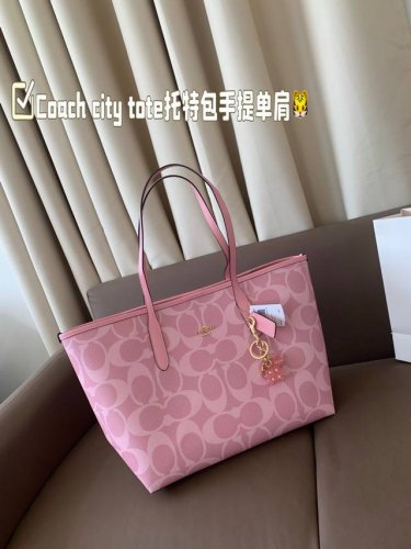 柔雾粉 Coach & City Tote经典托特包手提单肩 Coach新款 托特包 奥莱款 Coach新款 可手拎 单肩百搭气质 Size：32*27 Log