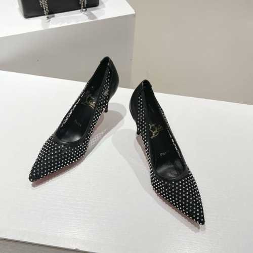 顶级版 原版盒 christian Louboutin S原版做货重工Cl 经典Apostropha Mesh Strass网纱高跟鞋 材质 进口网纱施华洛水晶