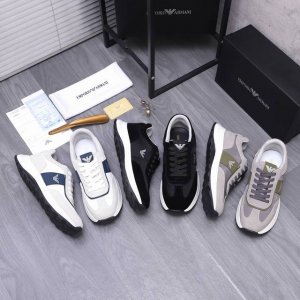 商品商标 Armani 阿玛尼 休闲鞋 正码码数: 39-44 38.45.46定做不退换 商品材料 精选牛皮拼接透气布鞋面 网内里 牛皮鞋垫 橡胶大底